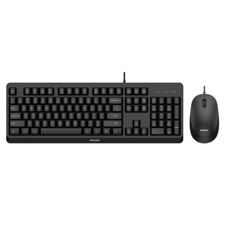 Ensemble Clavier et Souris Sans Fil Philips SPT6307BL - Design Ergonomique et Silencieux