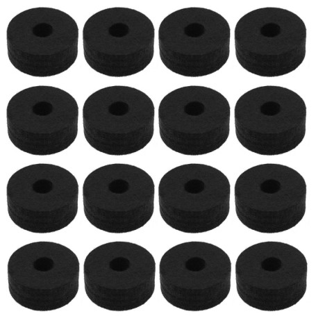 Lot de 16 coussinets en feutre pour cymbales de batterie de jazz - 35 x 15 mm - Noir