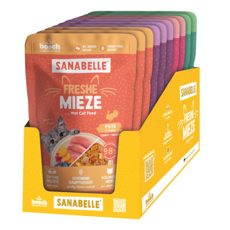 Sanabelle Freshe Mieze Mixtray - 10 x 100 g de Nourriture Humide pour Chats