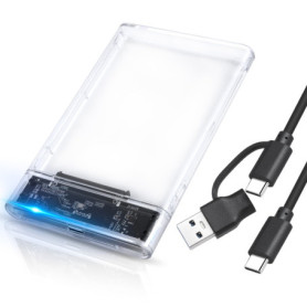 Boîtier Externe OTraki pour Disque Dur 2.5'' - USB 3.1 Type C Transparent