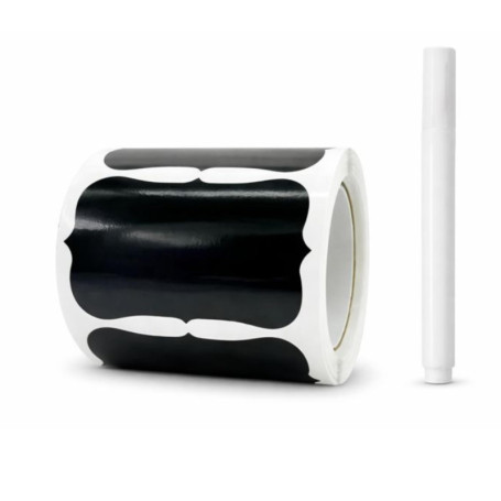 Étiquettes Autocollantes Noires pour Bocaux avec Marqueur Effaçable - Lot de 120