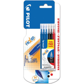 Pack de 6 recharges Pilot Frixion Ball & Clicker - 2 Noires, 1 Rouge, 3 Bleues