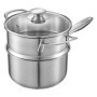 Casserole en Acier Inoxydable 1,4 L avec Panier Vapeur et Couvercle en Verre - VEVOR