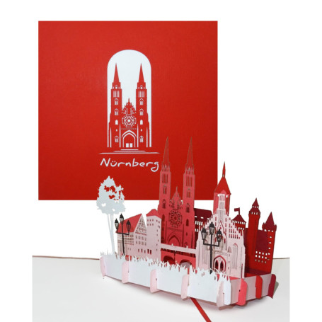 Carte Pop-Up Nuremberg avec Kaiserburg - Souvenir 3D et Carte de Vœux