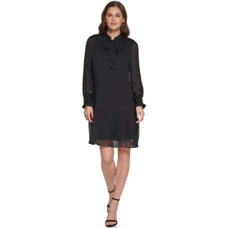 Robe Plissée à Manches Longues avec Nœud DKNY pour Femme