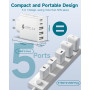 Chargeur USB C Rapide, 50W 5 Ports Prise USB C Chargeur Rapide iPhone Prise USB Multiple Adaptateur USB Chargeur Type C Secteur 
