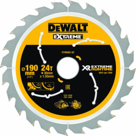 Lame de Scie Circulaire DEWALT XR 190 mm - 24 Dents en Carbure