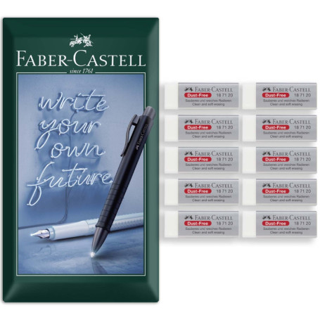Lot de 10 gommes Faber-Castell sans poussière - Effacement propre et doux