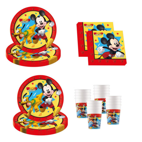 Set de Vaisselle Mickey Mouse pour Anniversaire - 52 Pièces