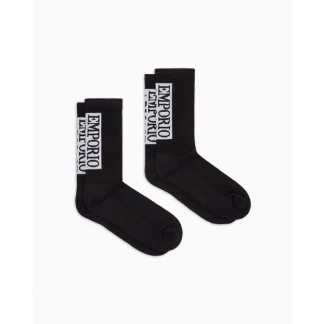Lot de 2 Chaussettes Courtes Emporio Armani en Éponge - Noir