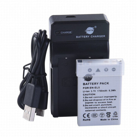 Batterie Li-Ion DSTE avec Chargeur USB pour Nikon Coolpix