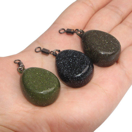Set de 3 Plombs Ovale pour Pêche à la Carpe - Couleurs Vert, Marron et Noir