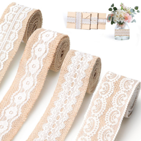 Rouleau de Jute Décoratif AiQInu - Ruban Vintage 2M x 5CM pour DIY et Fêtes