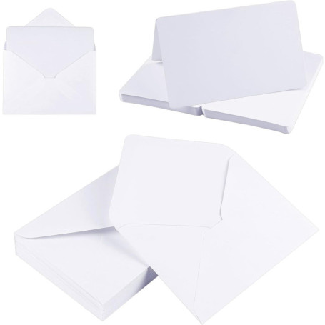 YUNYU Ensemble d'Enveloppes et Cartes Vierge pour Invitations et Vœux - 30 Enveloppes Blanches et 30 Cartes