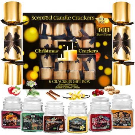 KreativeKraft Crackers de Noël avec Bougies Parfumées - Décoration Festive