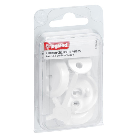 Cache-prises de courant Legrand - Lot de 4 obturateurs sécurisés en blanc