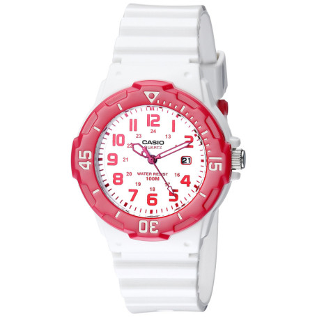 Montre Casio Femme Analogique Quartz avec Bracelet en Résine Blanc