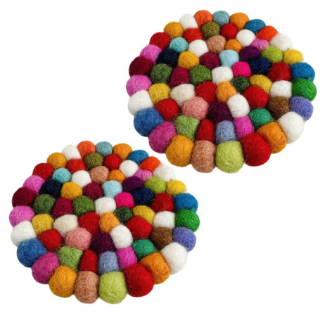 Lot de 2 Dessous de Verre Ronds en Feutre Coloré - Arrderly
