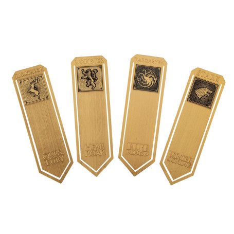 Set de 4 Marque-Pages Métal Game of Thrones - Maisons Targaryen, Stark, Lannister, Baratheon
