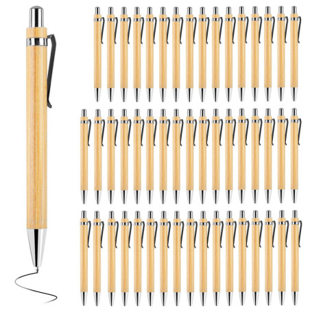 Lot de 50 Stylos à Bille en Bois MEGYAD - Écriture Écologique et Durable