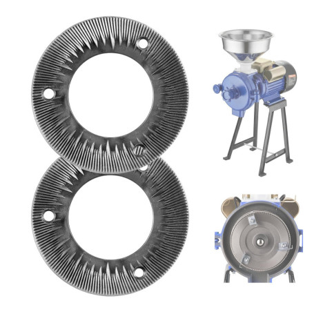 Disques de Broyage en Fonte pour Moulin à Grains - Lot de 2