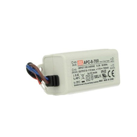 Transformateur LED Mean Well APC-8-700 700mA 8W IP42