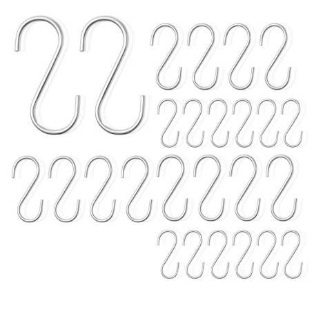 Lot de 26 Crochets en S Métalliques PARENCE - 3 Tailles Pratiques