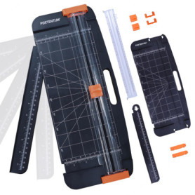 Massicot A4 PORTENTUM avec Rainurage et Règle Amovible - Guillotine Précise pour Loisirs Créatifs