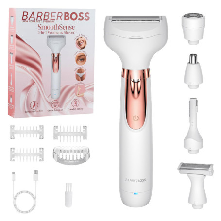 Rasoir Électrique 5-en-1 pour Femme BarberBoss - Kit d'Épilation Rechargeable