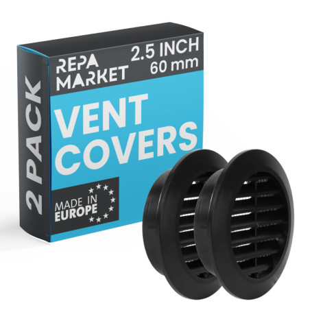 Lot de 2 grilles d'aération noires avec moustiquaire - Repa Market