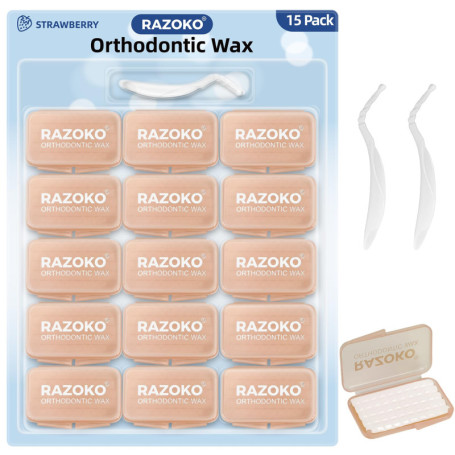 RAZOKO Bandes de Cire Orthodontique Fraise - Lot de 50 Prédécoupées