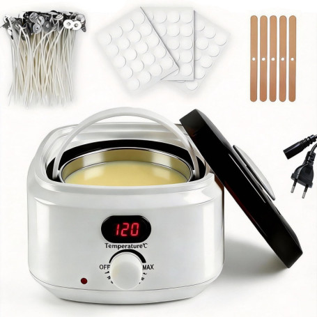 Kit de Fabrication de Bougies avec Fondoir à Cire 500ml - Idéal pour Débutants
