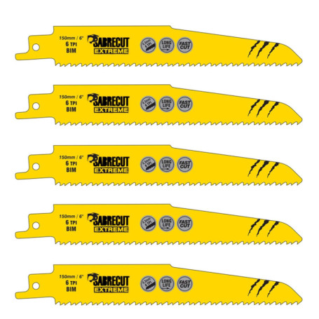 Lot de 5 Lames de Scie Sabre SabreCut 6 TPI pour Bois et Métal