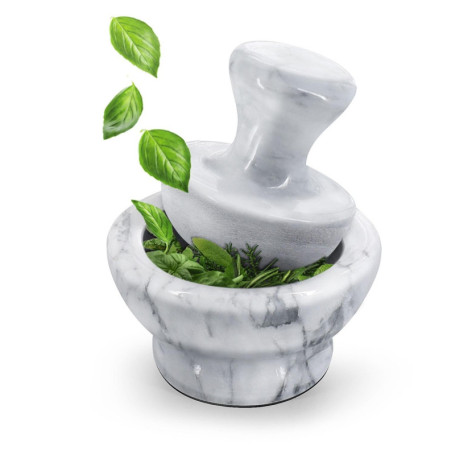 Mortier et Pilon en Marbre Blanc Flexzion - 10,2 cm pour Épices et Herbes