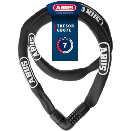 Antivol à Chaîne ABUS Tresor 6807C - Cadenas à Combinaison 4 Chiffres, 140 cm