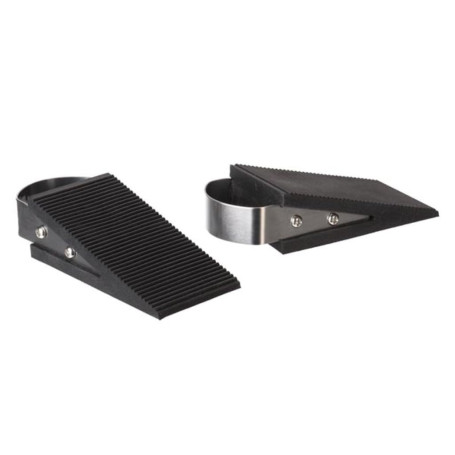 Lot de 2 bloque-portes en caoutchouc noir avec poignée inox