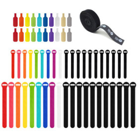 Wrap-It Storage - Lot de 40 Attaches Câbles Auto-Agrippantes avec Étiquettes