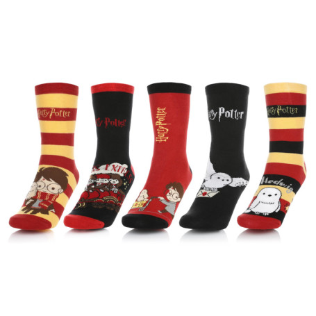 Lot de 5 Chaussettes Colorées Harry Potter - Style Poudlard pour Adultes et Adolescents