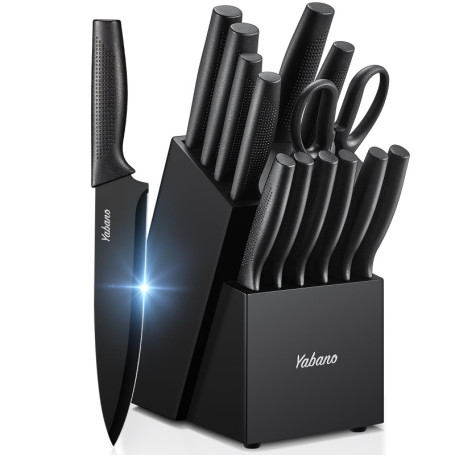 Coffret de Couteaux de Cuisine Yabano 14 Pièces avec Aiguiseur Intégré