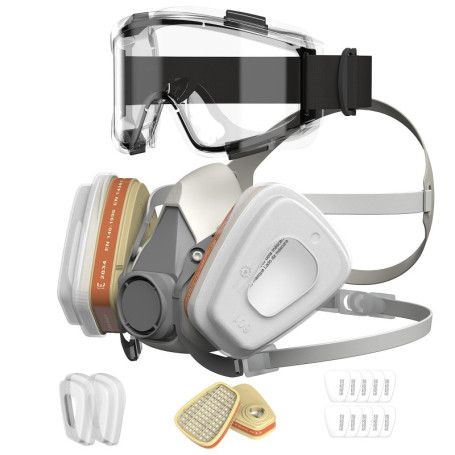 Masque de Protection AIMAX avec Lunettes et Filtres A1P2 - Réutilisable et Confortable