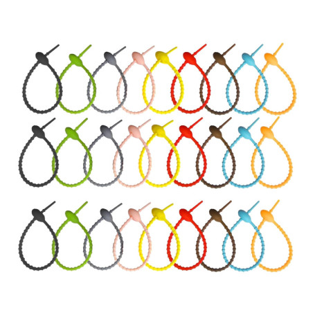 Attaches Câbles Réutilisables en Silicone - 27 Pièces Colorées pour Rangement Pratique