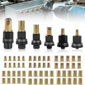 Kit de 6 pinces à écrous à riveter avec 60 écrous M3 à M10