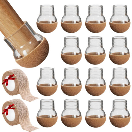 16 Patins de Protection en Silicone pour Chaises Rondes avec Feutre