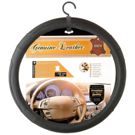 Couvre Volant en Cuir Noir pour Camionnette - 42 cm
