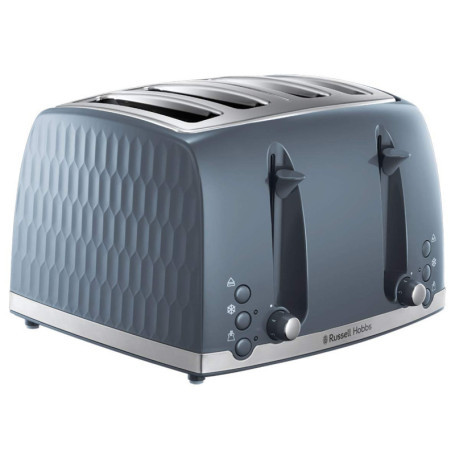 Grille-pain 4 tranches Russell Hobbs - Design nid d'abeille gris avec fentes extra larges