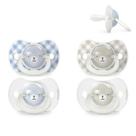 Lot de 4 Sucettes Brillantes pour Bébés 0-6 Mois - Suavinex Wild&Free