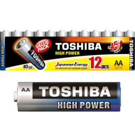 Toshiba Lot de 12 Piles AA Alcalines LR6 1,5V - Ultra Longue Durée