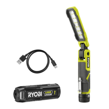 Lampe de Travail Magnétique RYOBI 4V USB - 650 Lumens avec Batterie 2,0Ah