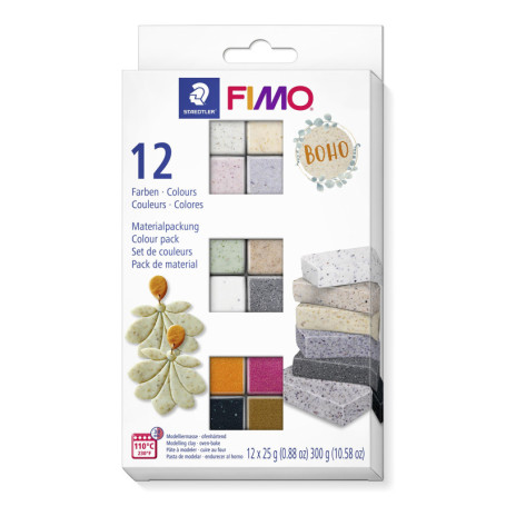 Pâte à modeler FIMO Effect Boho Colours - 12 pains de 25g