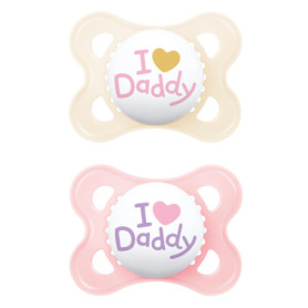 MAM Tétines en Silicone Original 0-6 Mois - Lot de 2 en Rose et Beige